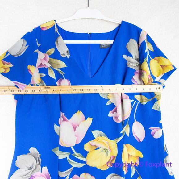 New! Adrianna Papell Women's Tulip Printed Flounce Dress, plus size 16W - Picture 9 of 16